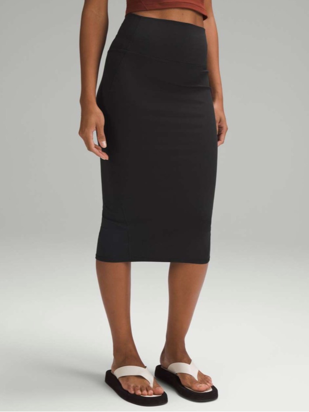 Lululemon Align Nulu Slim Fit High Rise Skirt Black Midi Pencil Size 8